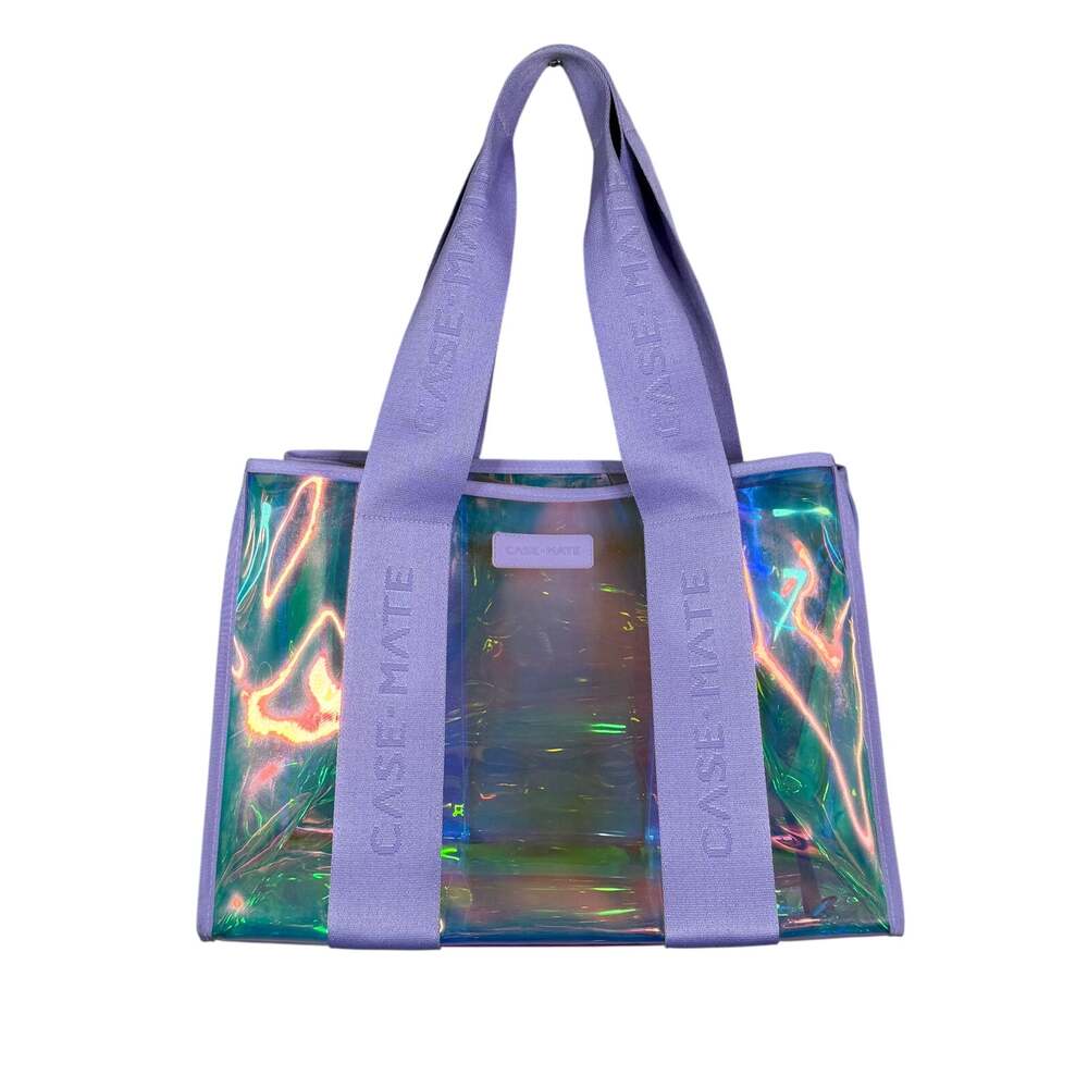 Case-Mate | Iridescent Purple Holographic Jelly Large Tote Bag Beach Pool Travel